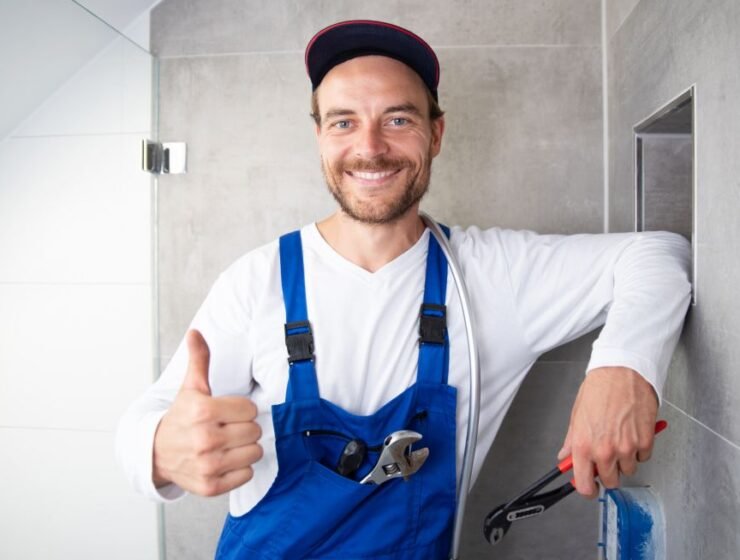 Installateur sympathisch Lachend bei der Arbeit